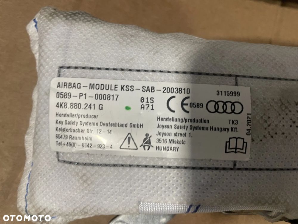 Audi A6 A7 C8 poduszka airbag fotela prawa,lewa przód - 3
