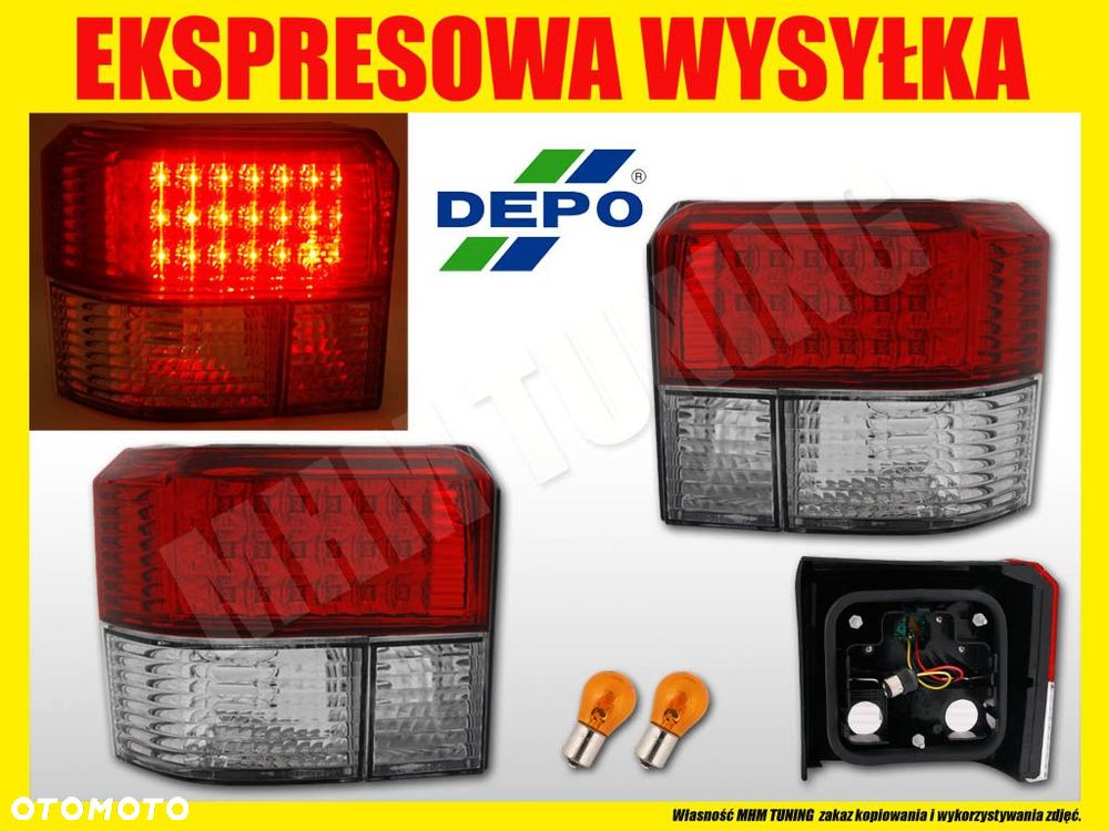 LAMPA TYL RED WHITE LED DIODY TUNING VW T4 TRANSPORTER MULTIVAN CARAVELLE - 2