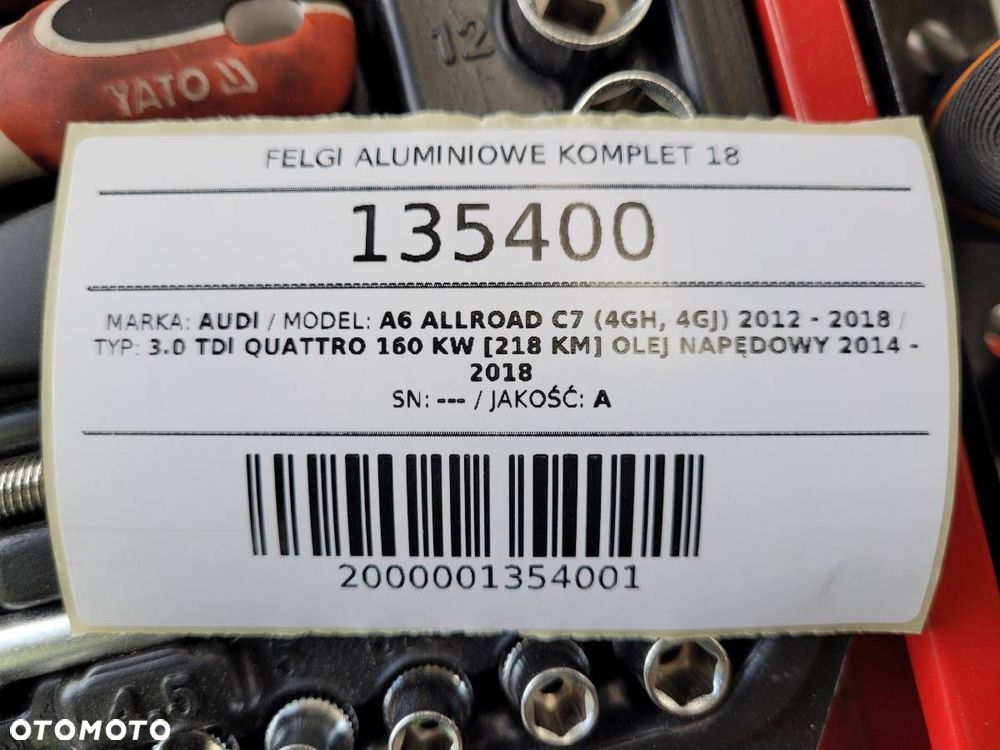 FELGI ALUMINIOWE KOMPLET 18 AUDI A6 C7 ALLROAD 4G9601025E 8.0JX18 - 16
