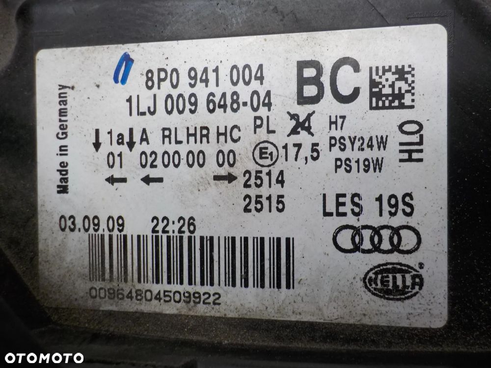AUDI A3 8P LAMPA LEWA LUB PRAWA PRZÓD WERSJA ANGIELSKA 8P0941003 8P0941004 - 5