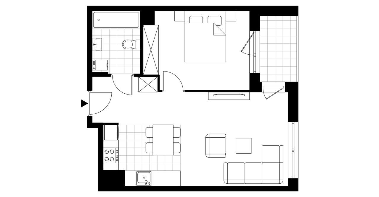 2-pokojowe mieszkanie 44m2 + loggia Bezpośrednio - Pełny obrazek: 3/16