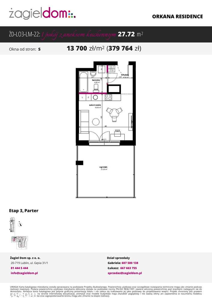 Orkana Residence 3 | mieszkanie 1-pok nr 22 z ogródkiem