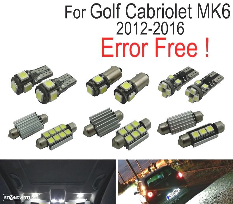 KIT COMPLETO 11 LAMPADAS LED INTERIOR PARA VOLKSWAGEN VW GOLF CABRIO CABRIOLET MK6 12-16 - 1