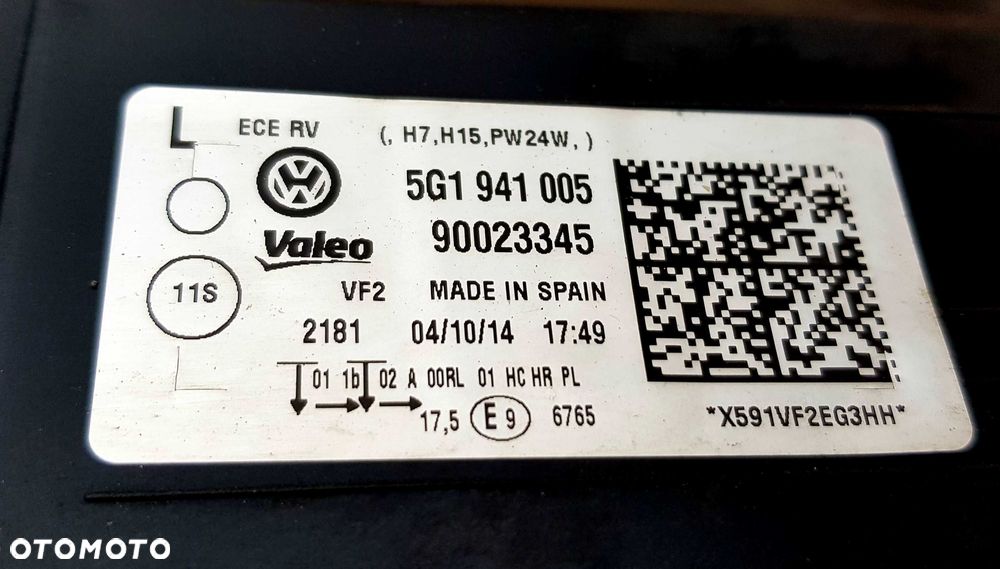 VW GOLF VII 7 Lampa Przednia Przód Lewa H7 5G1‌941‌005 NOWA Oryginalna - 4