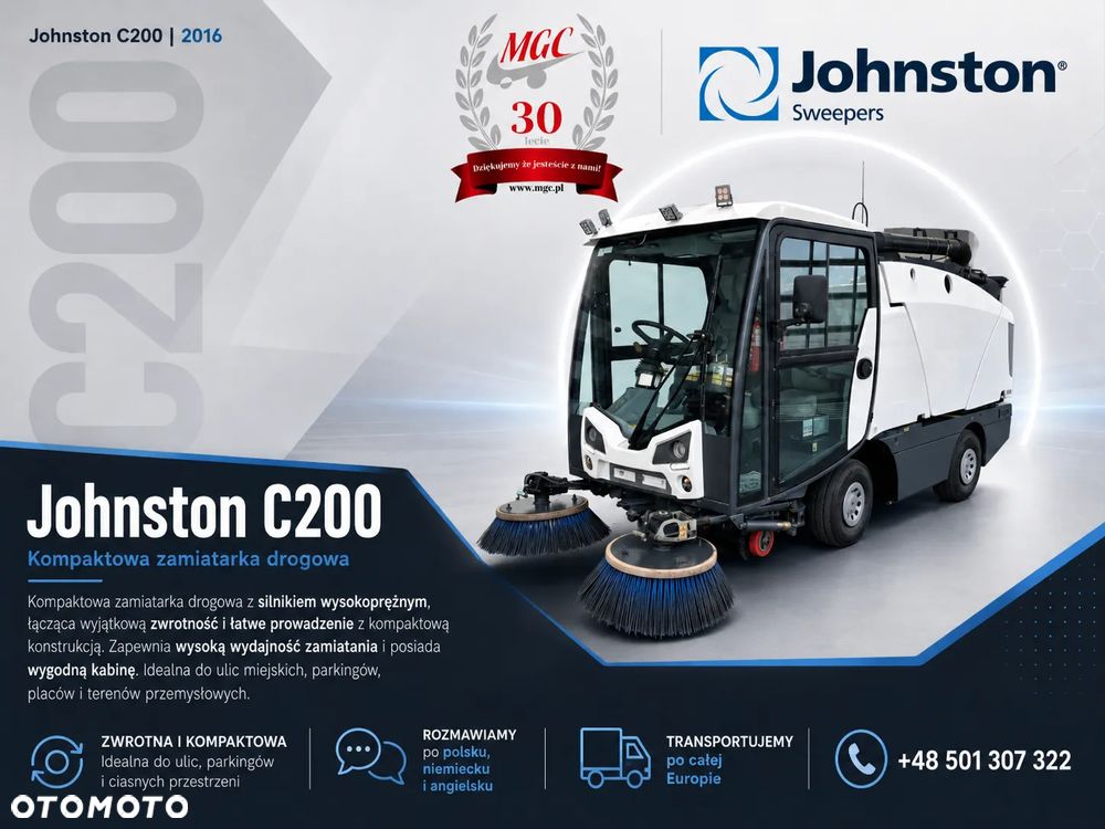 Inny Johnston C200 / KOMPAKTOWA ZAMIATARKA DROGOWA / BUCHER JOHNSTON / SSĄCA / EURO 6 / SERWISOWANA / NISKIE MOTOGODZINY / MOŻLIWY TRANSPORT - 1
