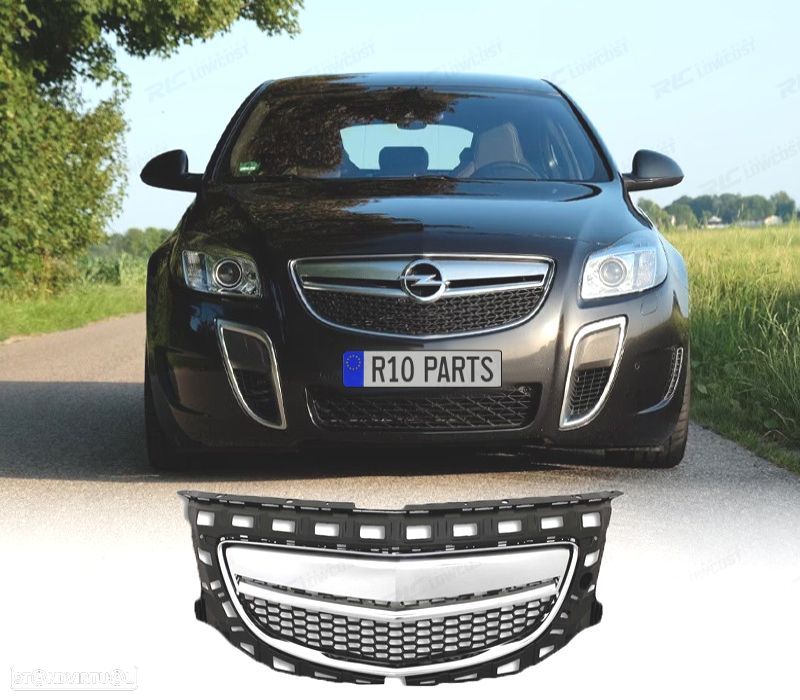 GRELHA FRONTAL SEM SÍMBOLO OPEL INSIGNIA 08-13 PRETO CROMADO - 1