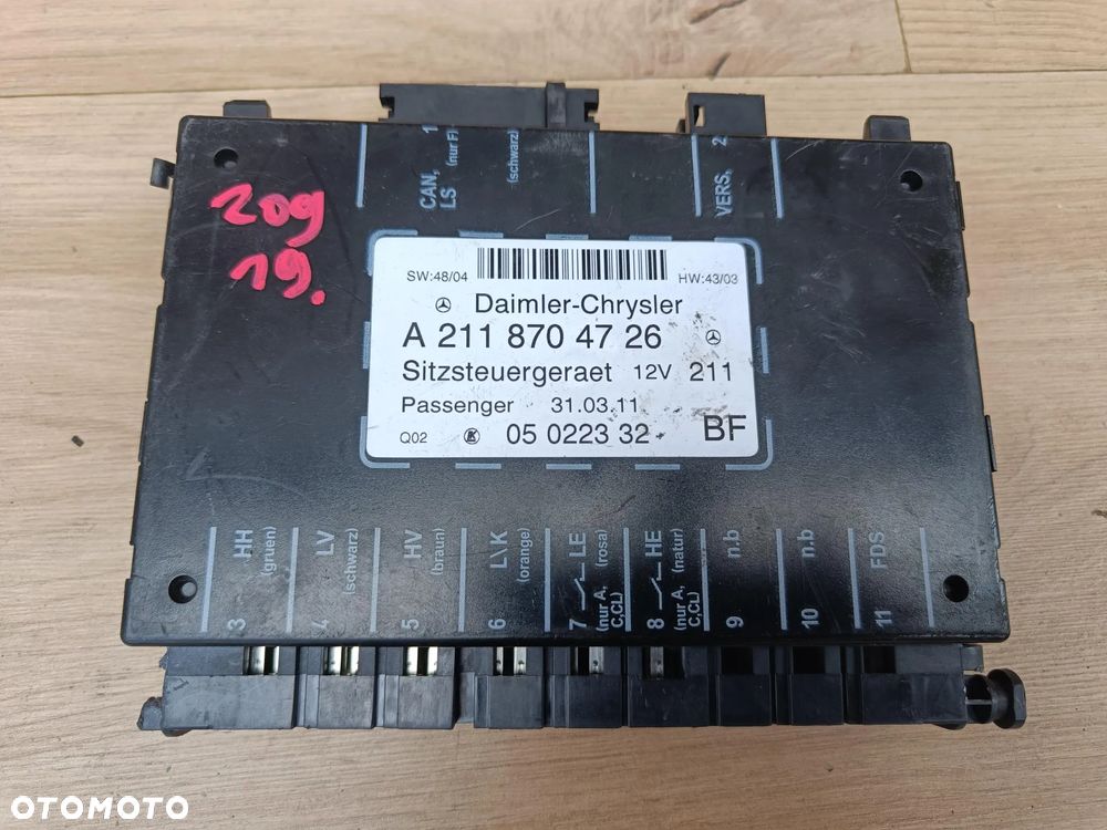MERCEDES W209 CLK W211 MODUŁ STEROWNIK FOTELA A2118704726