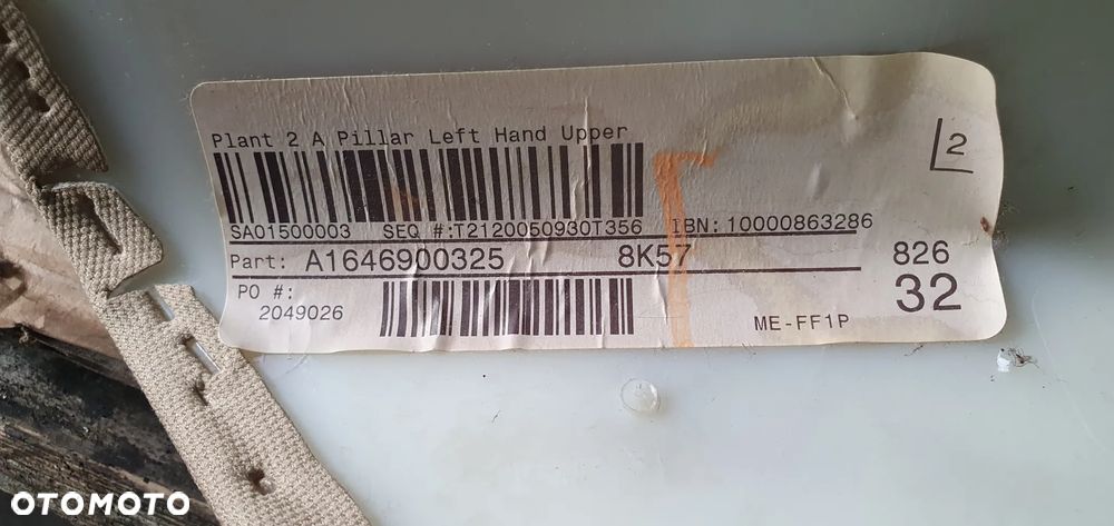 Osłona poszycie słupka lewy przód Mercedes ML W164 A1646900325 - 7
