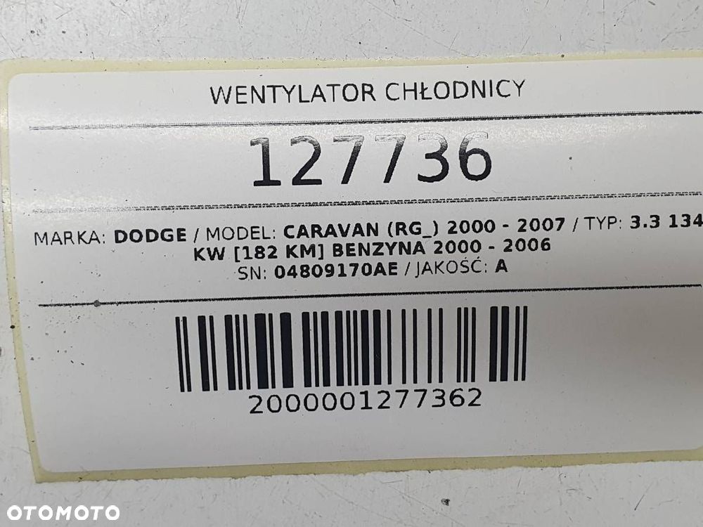 WENTYLATOR CHŁODNICY WIATRAK CARAVAN VOYAGER IV 3.3 V6 04809170AE - 5