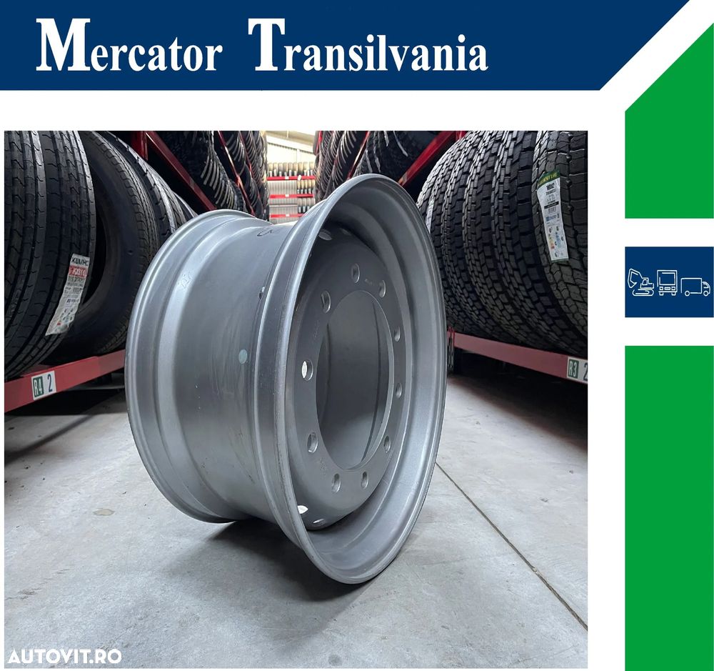 Janta NOUA  Otel 14.00X22.5 Akojant 10 prezoane, 105 mm intre prezoane, fiu 280 mm, flansa laterala Valva exterioara Toate Pozitiile