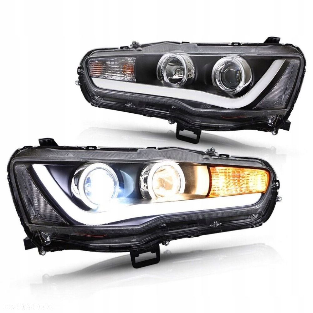 Reflektor Lampa L+R Ringi LED Soczewka h7 Mitsubishi Lancer VIII 8 07- EVO - 2