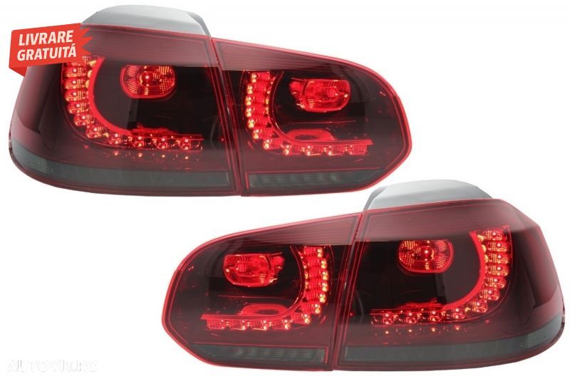 Stopuri Full LED VW Golf 6 VI (2008-2013) R20 Design Rosu Fumuriu- livrare gratuita - 5