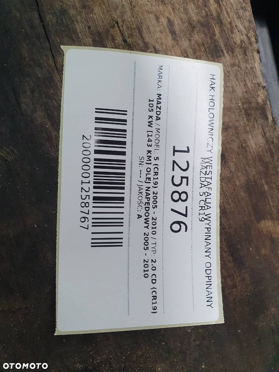 HAK HOLOWNICZY WESTAFALIA WYPINANY ODPINANY MAZDA 5 CR19 - 6