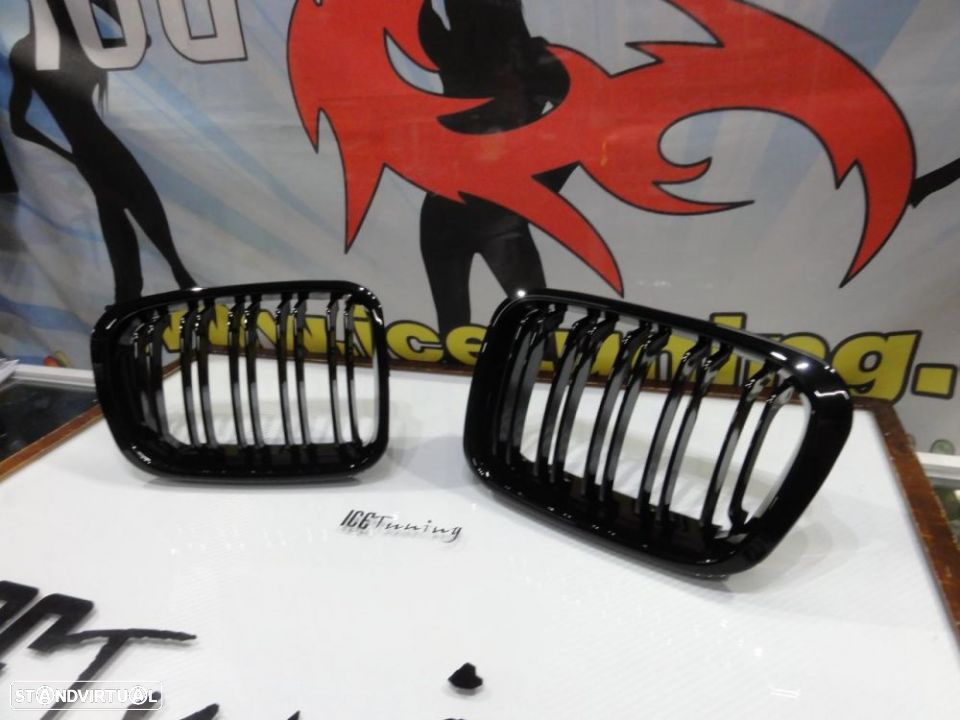 Grelha frontal em preto piano brilhante para BMW E46 98-01 M4 look / dupla lamina em plástico ABS - 4