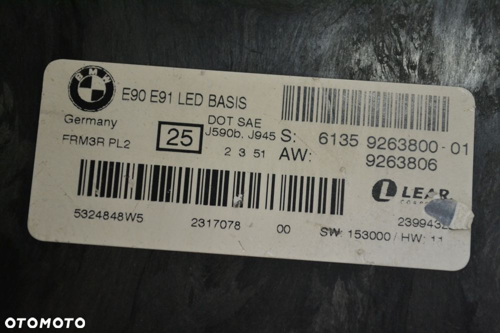 MODUŁ STEROWNIK ŚWIATEŁ LED BASIC BMW 3 E90 E91 9263800 9263806 FRM3R - 5