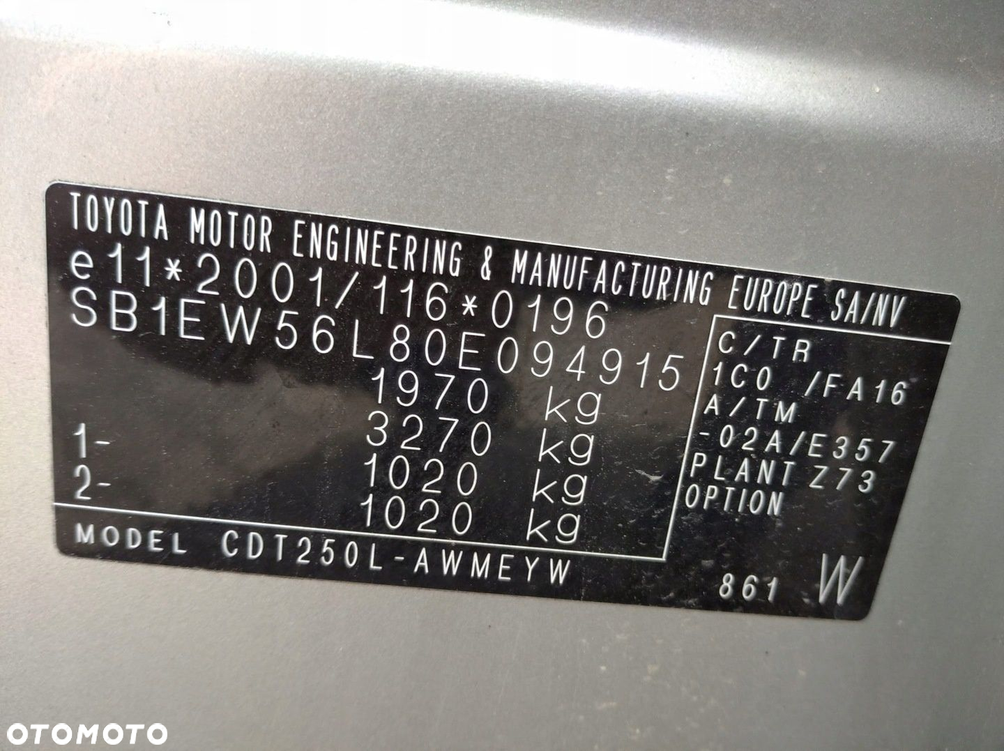 TOYOTA AVENSIS T25 LUSTERKO ELEKTRYCZNE PRAWE 7 PIN EUROPA 1C0 - 13