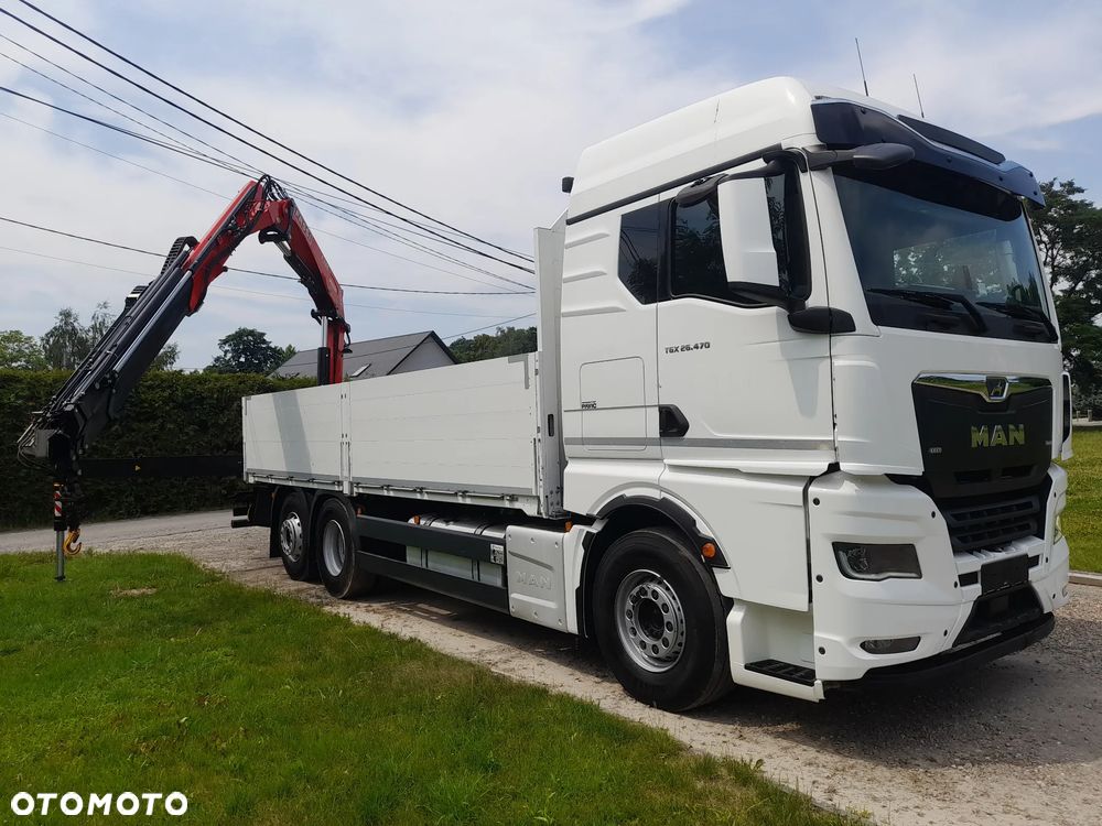 MAN TGX 26.470 6x2-4  OŚ PODWIESZANA - SKRĘTNA, HDS Dzwig Żuraw Fassi F235 + 5/6 funkcja chwytak/rotator + RADIO!!! Skrzynia 660x250cm - 5
