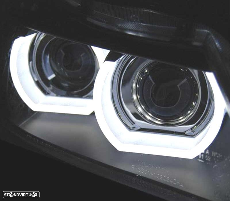 FARÓIS ANGEL EYES AFS U 3D XENON LED BMW SERIE 3 E90 E91 08-12 FUNDO PRETO - 3
