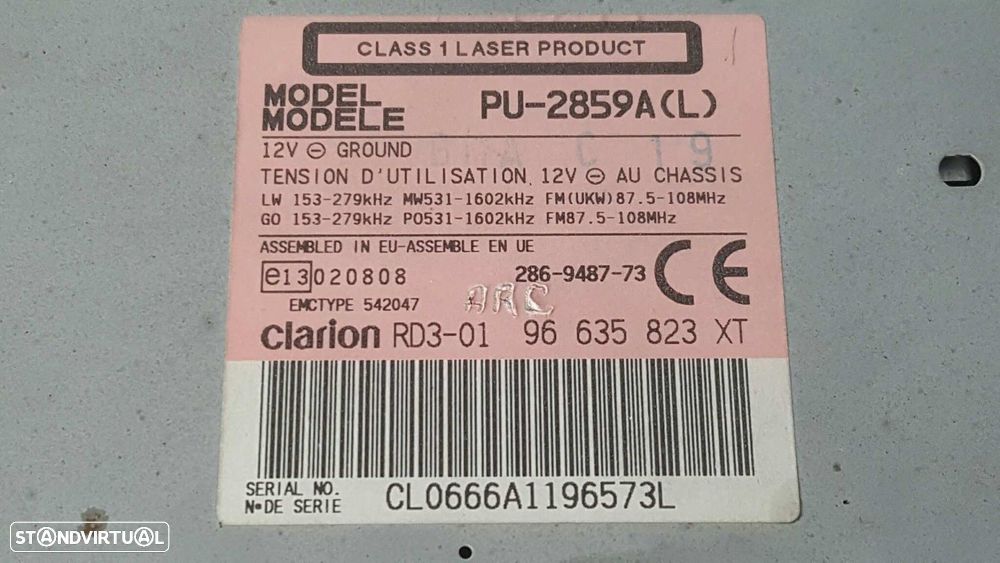 SISTEMA AUDIO / RADIO CD PEUGEOT 206+ BáSICO - 8