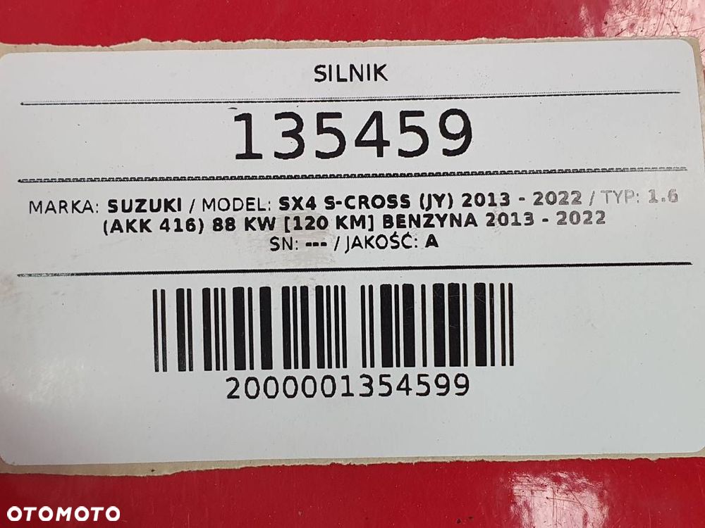 SILNIK KOMPLETNY M16A 1.6 B 120 SUZUKI SX4 S-CROSS M16A-1851772 - 9