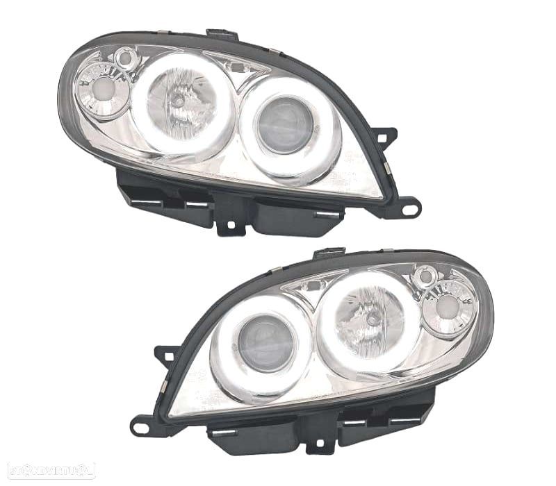 FARÓIS ANGEL EYES CCFL CITROEN SAXO 00+ CROMADO - 1