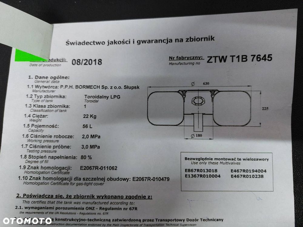 BUTLA GAZOWA LPG 56L 2028R W KOŁO PAPIER + ZAWÓR - 2