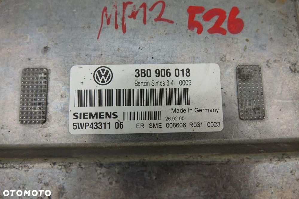 KOMPUTER STEROWNIK SILNIKA MODUŁ VW VOLKSWAGEN PASSAT B5 SIEMENS 3B0906018 - 2