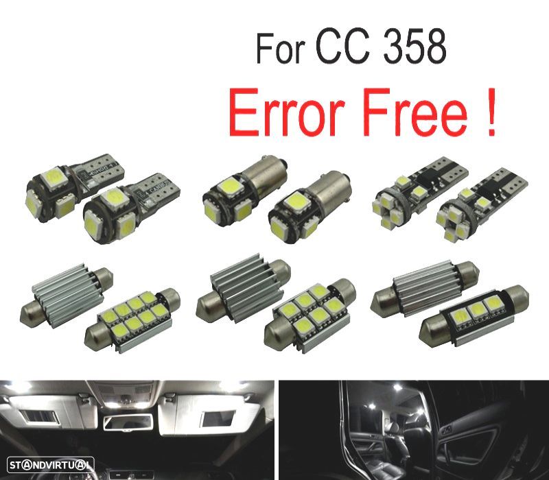 KIT COMPLETO 12 LAMPADAS LED INTERIOR PARA VOLKSWAGEN VW CC 358 12-17 - 1