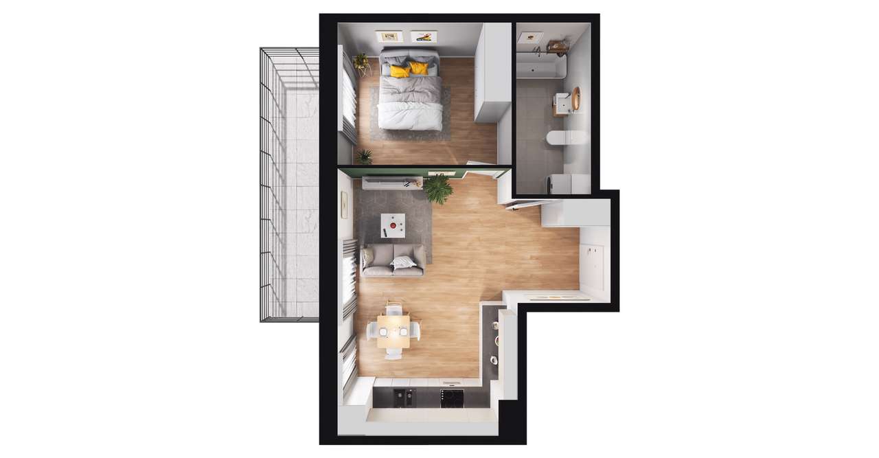 2-pokojowe mieszkanie 42m2 + balkon Bez Prowizji