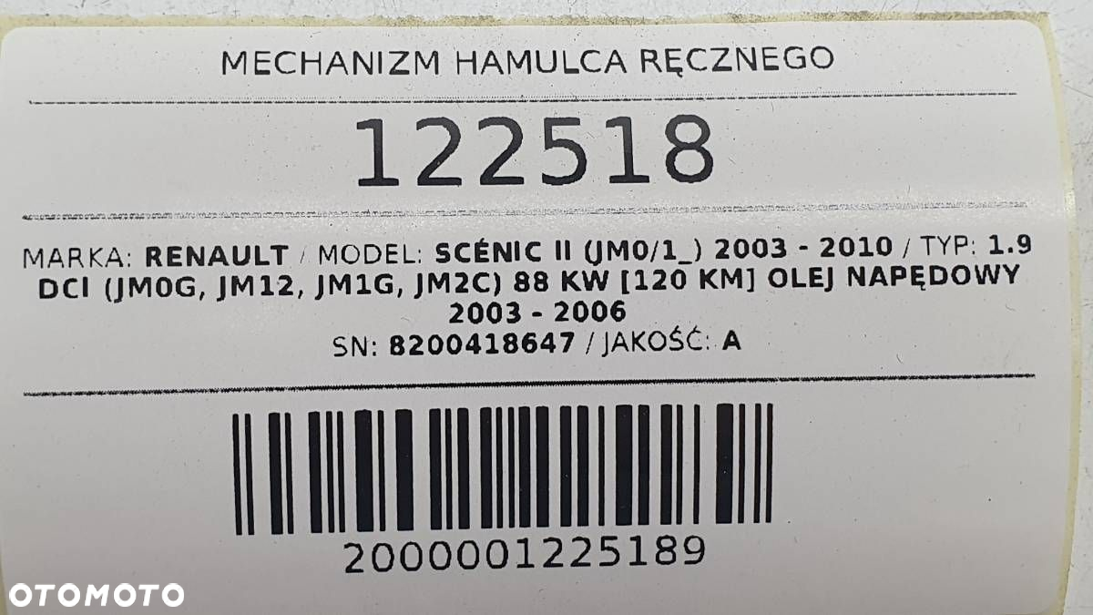 MECHANIZM HAMULCA RĘCZNEGO LINKA RENAULT SCENIC II 8200418647 - 6