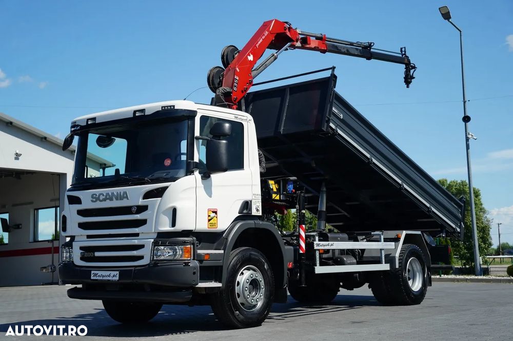 Scania P 280 / 4X2 / BASCULĂ + HDS HMF 635 K2 / RADIOCOMANDĂ / ROTATOARE / EURO 6 / - 2