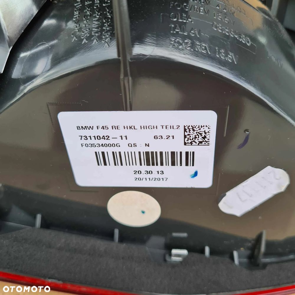 BMW 2 F45 LAMPA PRAWA LED W KLAPE ORYGINAŁ - 2