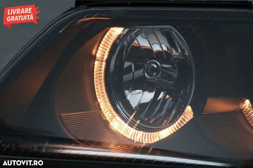 Faruri VW Passat 3BG B5 (09.2000-03.2005) Angel Eyes Negru - 6