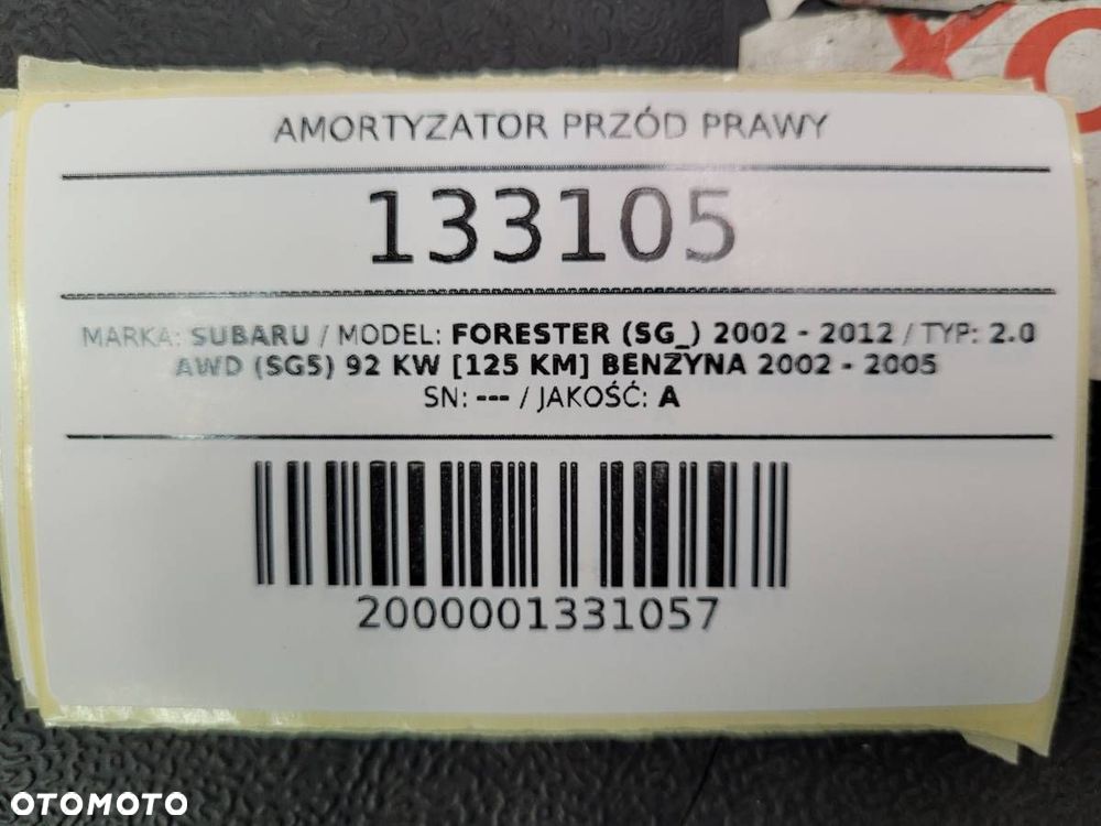 MCPHERSON AMORTYZATOR PRZÓD PRAWY SUBARU FORESTER II SG 2.0 BENZYNA 125KM - 9