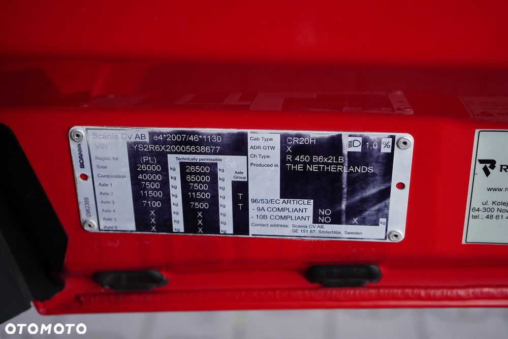 Scania R 450 / ACC / EURO 6 / FIRANKA / RETARDER / 19 PALET / ŁAD. 14 385 KG - 11
