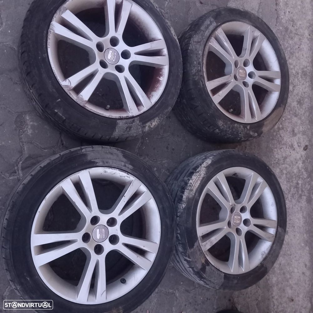 Conjunto jantes 16 seat ibiza 6j ( pneus estao gastos ) - 1