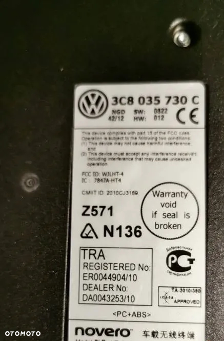 Moduł Bluetooth Premium RNS 510 RCD 310 , 315 VW Skoda 3C8.035.730 A B C D E wiązka - 5