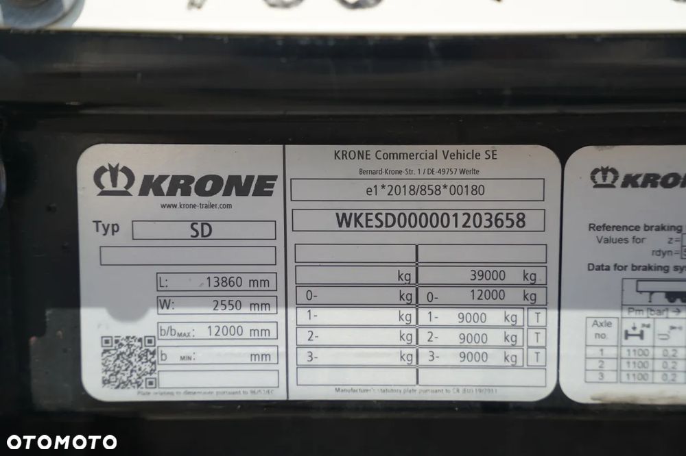 Krone FIRANKA / STANDARD / 2 OSIE PODNOSZONE / PALECIARA / - 30