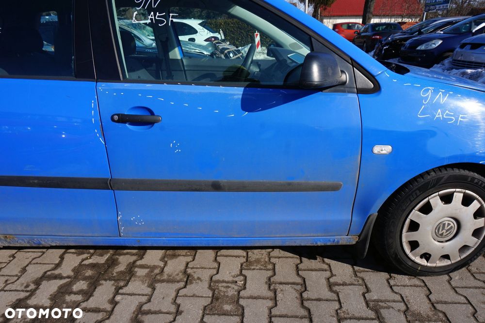 DRZWI PRZEDNIE PRAWE POLO IV 9N 5D HB LA5F  NIEBIESKI VOLKSWAGEN 2001-2004 - 3