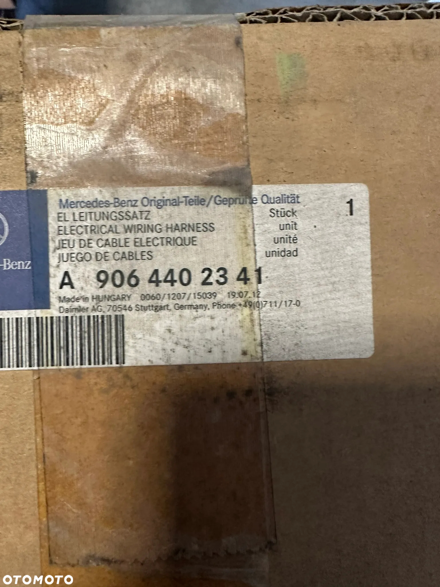 Wiązka przewodów elektrycznych wyłącznik prądu Mercedes Sprinter 906, A 9064402341 - 3
