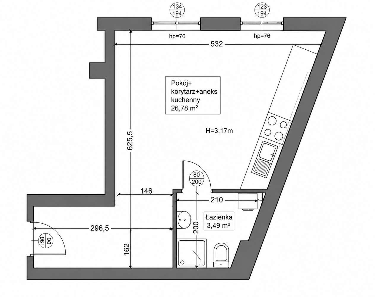 Kawalerka do wykończenia w Śródmieściu Katowic │30,27 m²