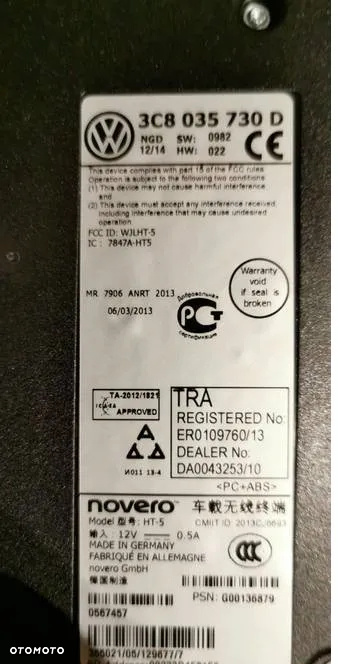 Moduł Bluetooth Premium RNS 510 RCD 310 , 315 VW Skoda 3C8.035.730 A B C D E wiązka - 6