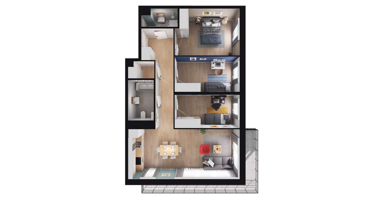 4-pokojowe mieszkanie 78m2 + balkon - Pełny obrazek: 2/23