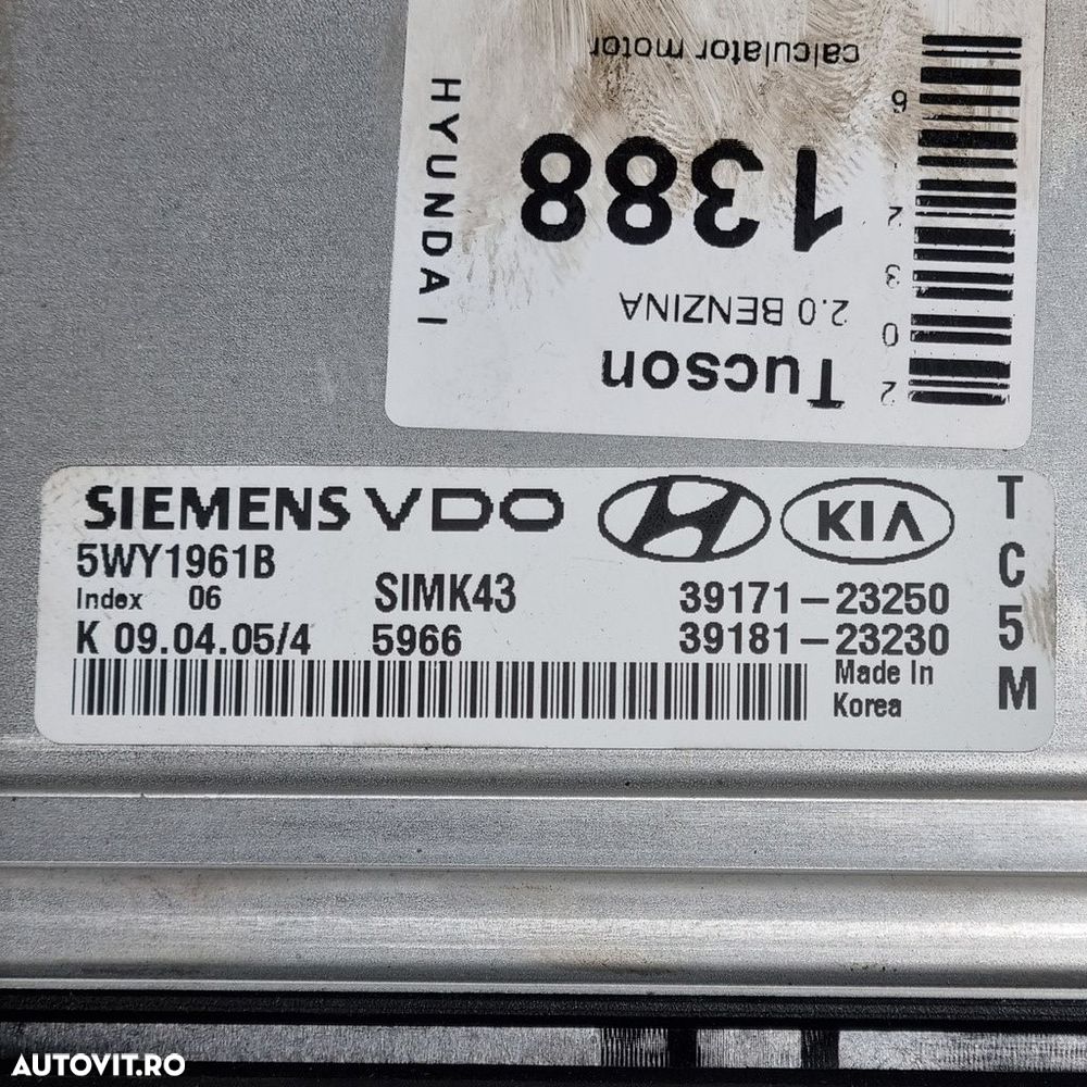 Calculator motor Hyundai Tucson 2.0 BENZINA 2006 - 2010 141CP Manuala G4GC Euro5 (1388) ... - 3