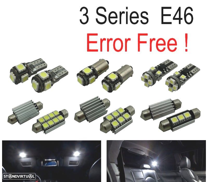 KIT COMPLETO 17 LAMPADAS LED INTERIOR PARA BMW SERIE 3 E46 SEDAN COUPE M3 318I 318TI 323I 323IS 325I - 1