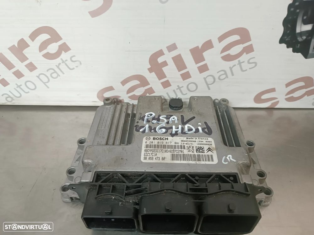 UNIDADE / CENTRALINA DO MOTOR PEUGEOT 208 / PARTNER / CITROEN BERLINGO 1.6HDI EDC17C10 9805947380 0281019817 - 1