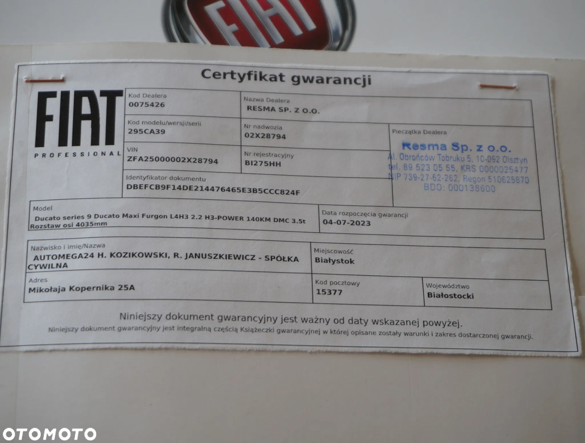 Fiat DUCATO L4H3 MAXI LONG HAK-3t. 17m3 Silnik Euro6 Homologacja VAT-1 - 7