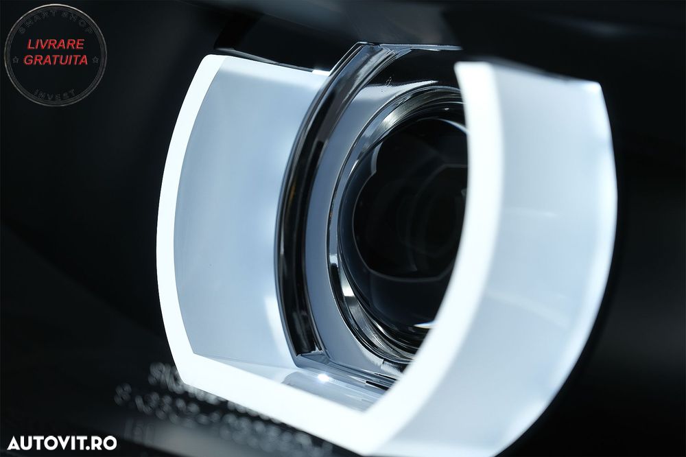 Faruri Xenon 3D Angel Eyes LED DRL BMW Seria 3 E90 E91 (2008-2011) Negru- livrare gratuita - 6