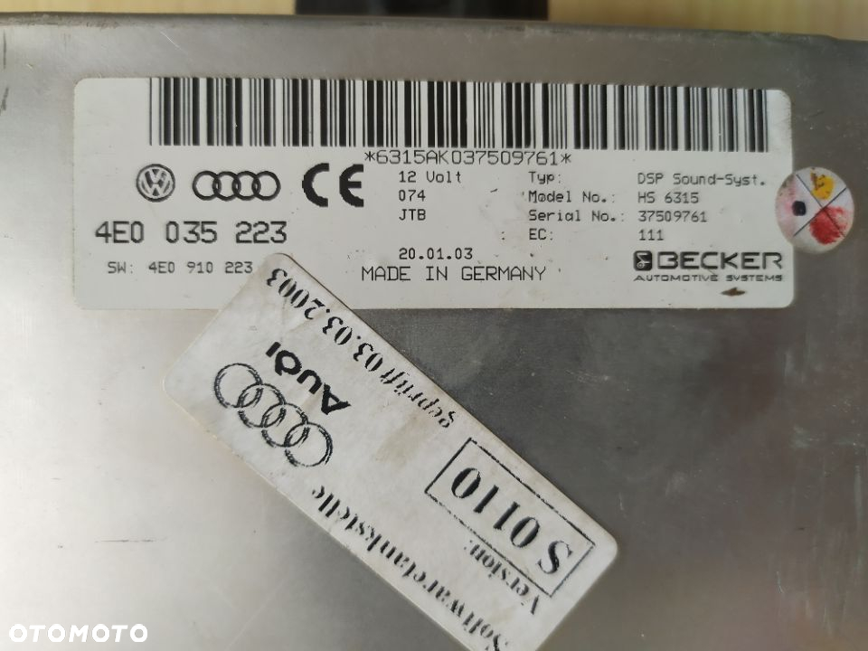 AUDI A8 radio + wzmacniacz Becker  4E0035223 - 2