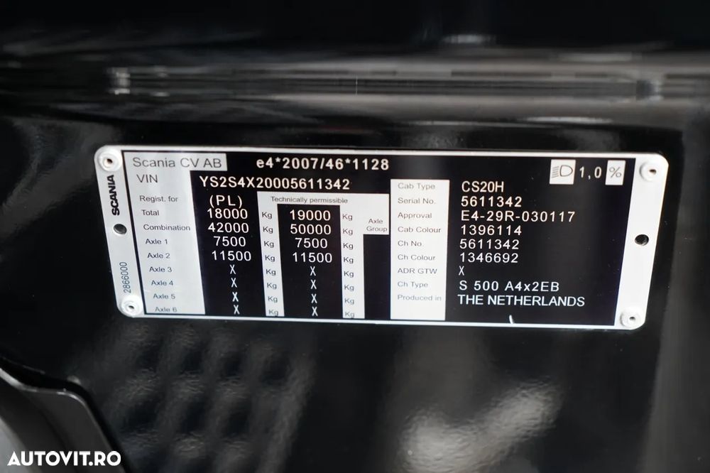 Scania S 500 / RETARDER / I-PARK COOL / FULL AIRMATIC / 100% ANVELOPE - 37